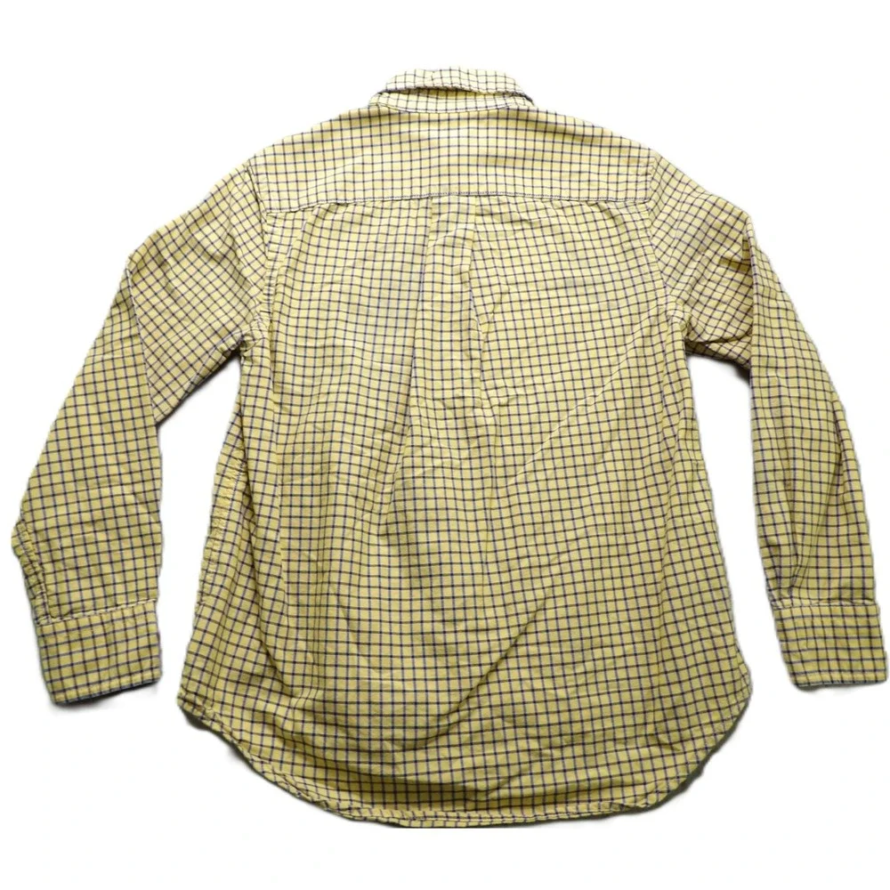 Ralph Lauren Boys Yellow Blue Plaid Long Sleeve Button Flesh Pony Shirt S 8 OCBD